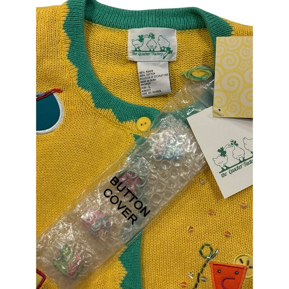 NWT Quacker Factory Pool Beach Theme Cardigan Sweater Appliqué Beads Women's L - Picture 4 of 8